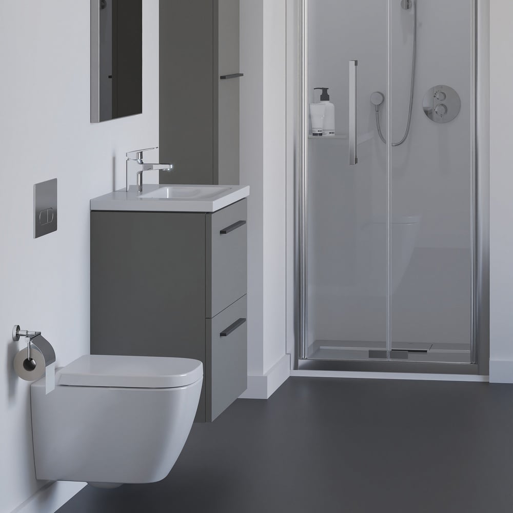 Ideal Standard i.life S Quartz Grey Matt Compact Wall Hung Vanity Unit 60cm With 2 Drawers - T5293NG