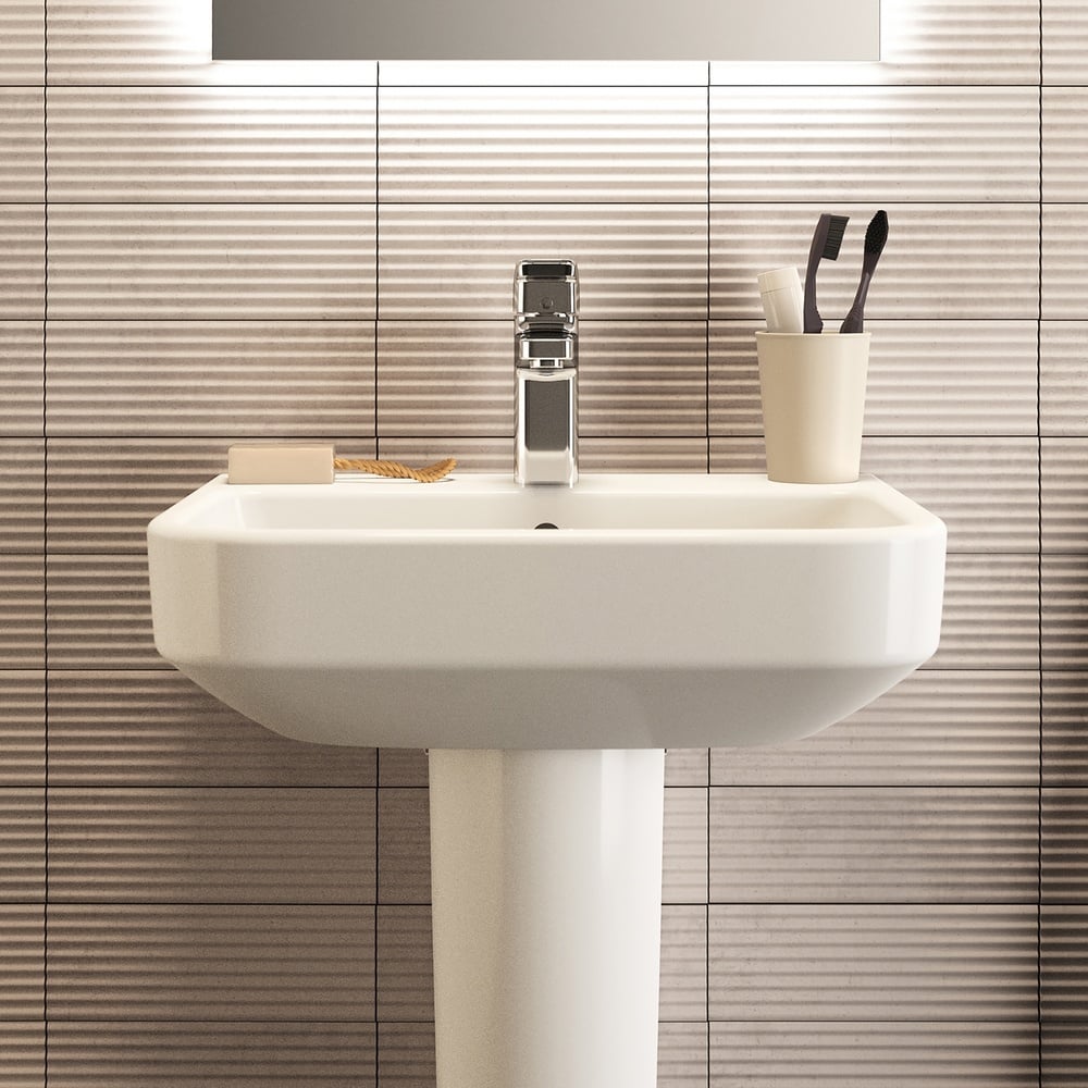 Ideal Standard i.life S White 500mm Compact Ceramic Washbasin & Full Pedestal