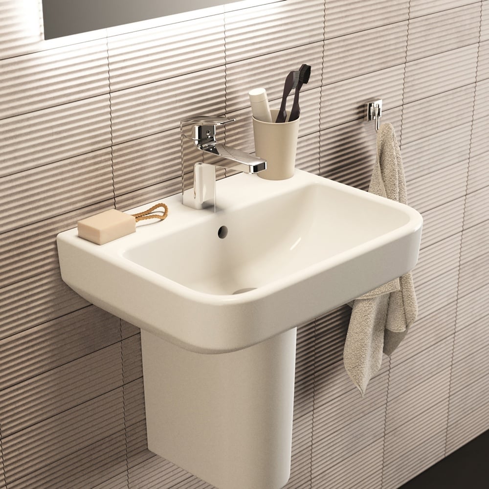 Ideal Standard i.life S White 500mm Compact Ceramic Washbasin & Full Pedestal