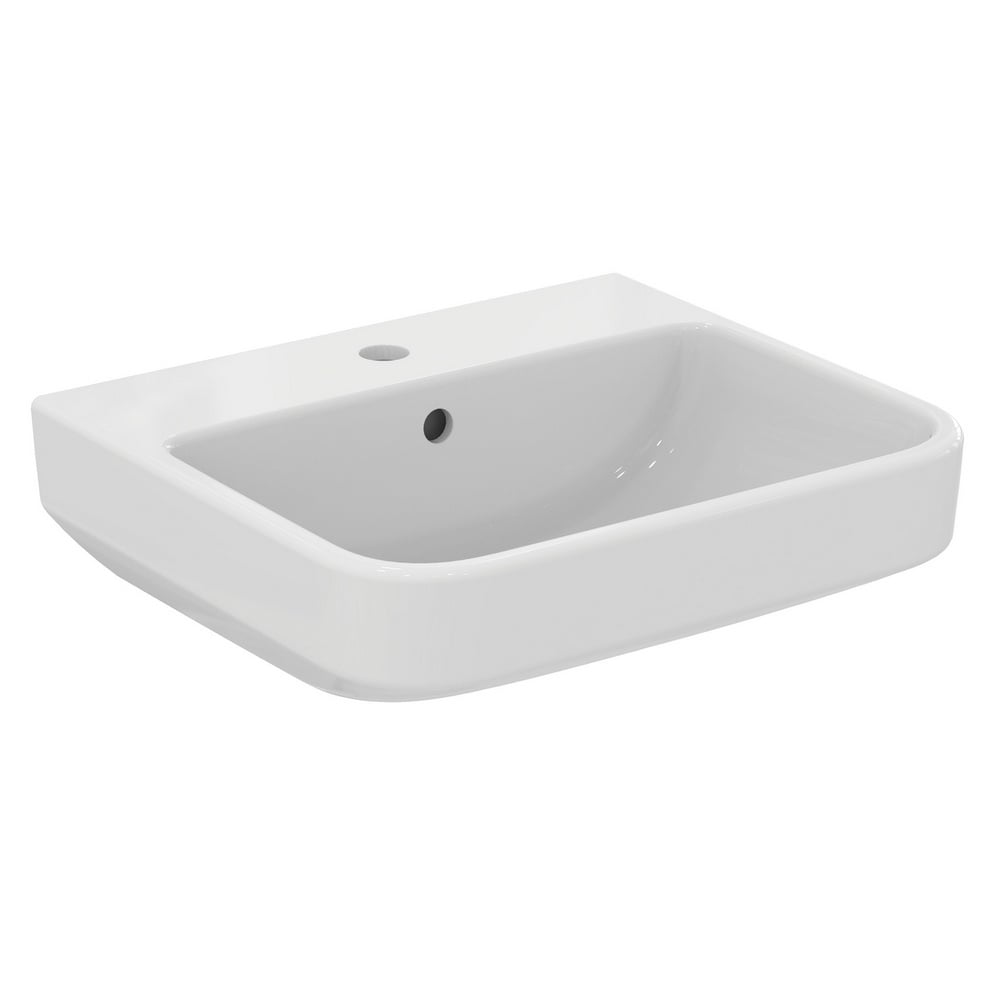 Ideal Standard i.life B White 500mm Ceramic 1TH Basin & Semi Pedestal