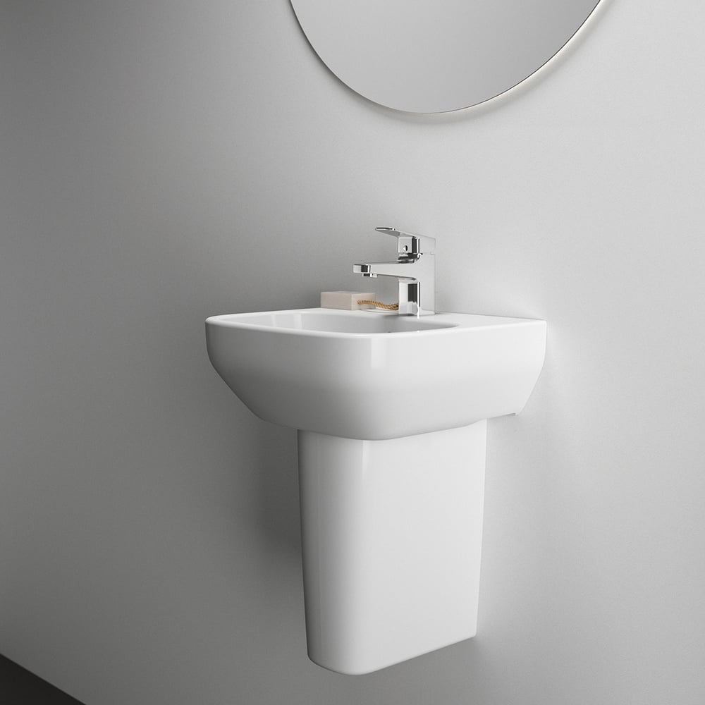 Ideal Standard i.life A White 400mm Ceramic Handwash Basin 1TH with Semi Pedestal