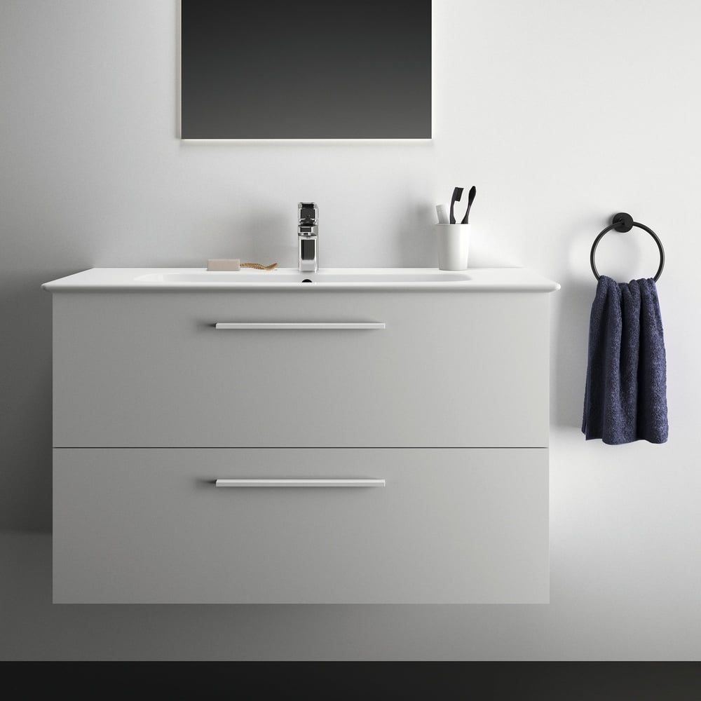 Ideal Standard i.life A Matt White Wall Hung Vanity Unit 100cm With 2 Drawers - T5257DU