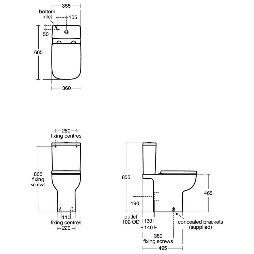 Ideal Standard i.life B White Close Coupled 4/2.6 Litre Dual Flush Cistern - E248101