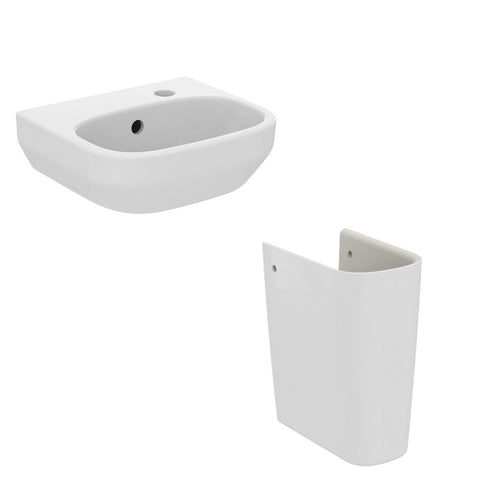 Ideal Standard i.life A White 350mm Ceramic Handwash Basin Right Hand 1TH with Semi Pedestal