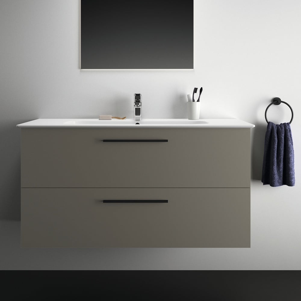 Ideal Standard i.life A Quartz Grey Matt Wall Hung Vanity Unit 120cm With 2 Drawers - T5258NG