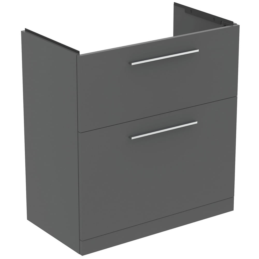Ideal Standard i.life A Quartz Grey Matt Floor Standing Vanity Unit 80cm With 2 Drawers - T5274NG