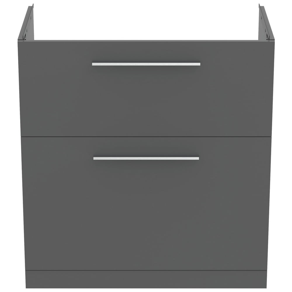 Ideal Standard i.life A Quartz Grey Matt Floor Standing Vanity Unit 80cm With 2 Drawers - T5274NG