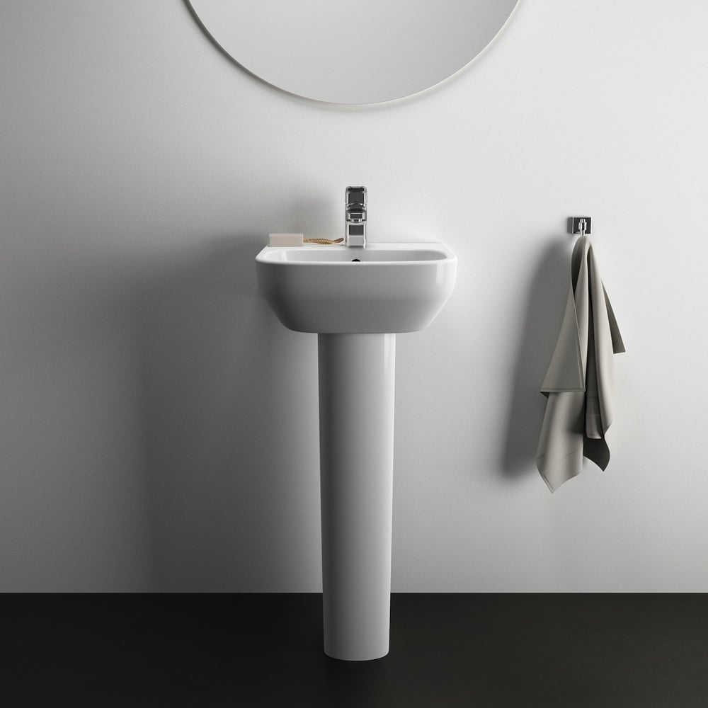 Ideal Standard i.life A White 400mm Ceramic Handwash Basin 1TH with Full Pedestal