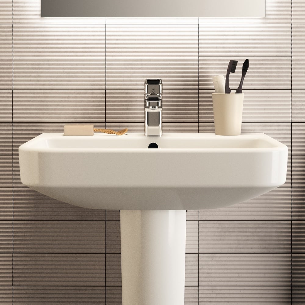 Ideal Standard i.life S White 600mm Compact Ceramic Washbasin & Full Pedestal