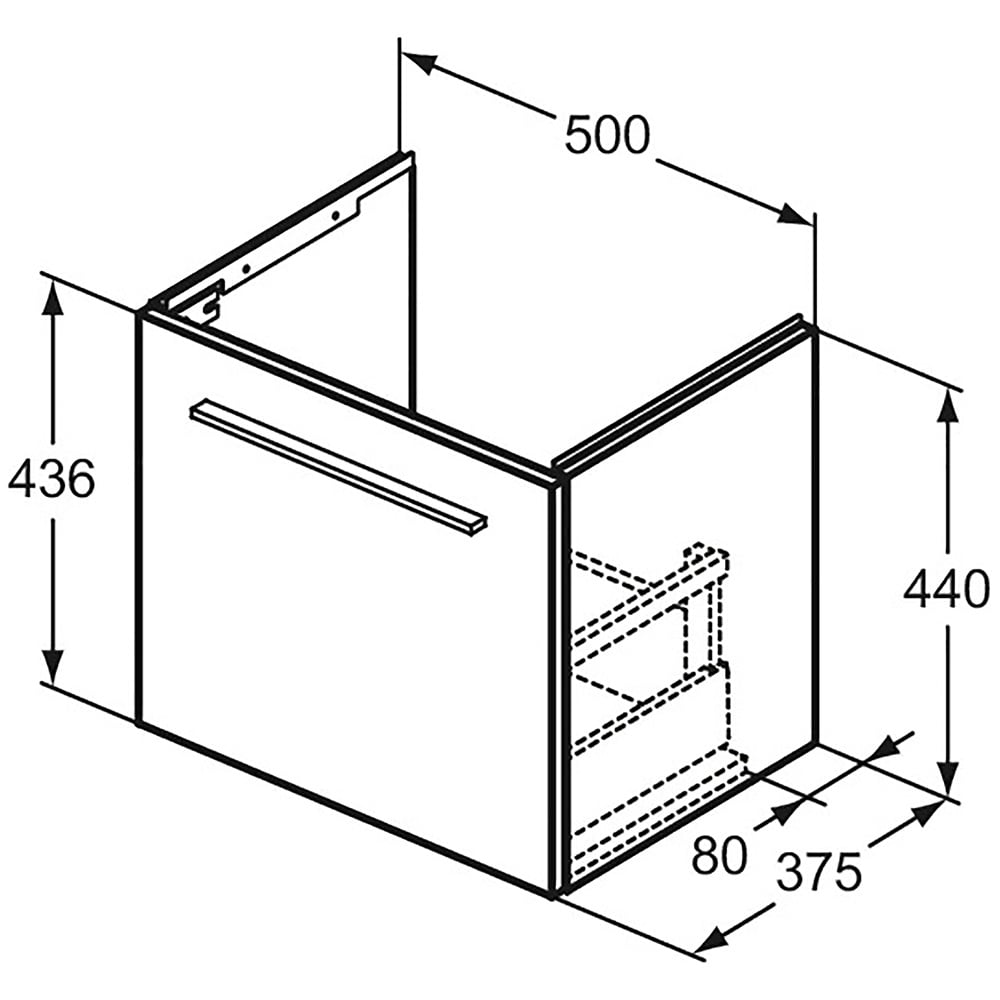 Ideal Standard i.life S Matt White Compact Wall Hung Vanity Unit 50cm With 1 Drawer - T5290DU
