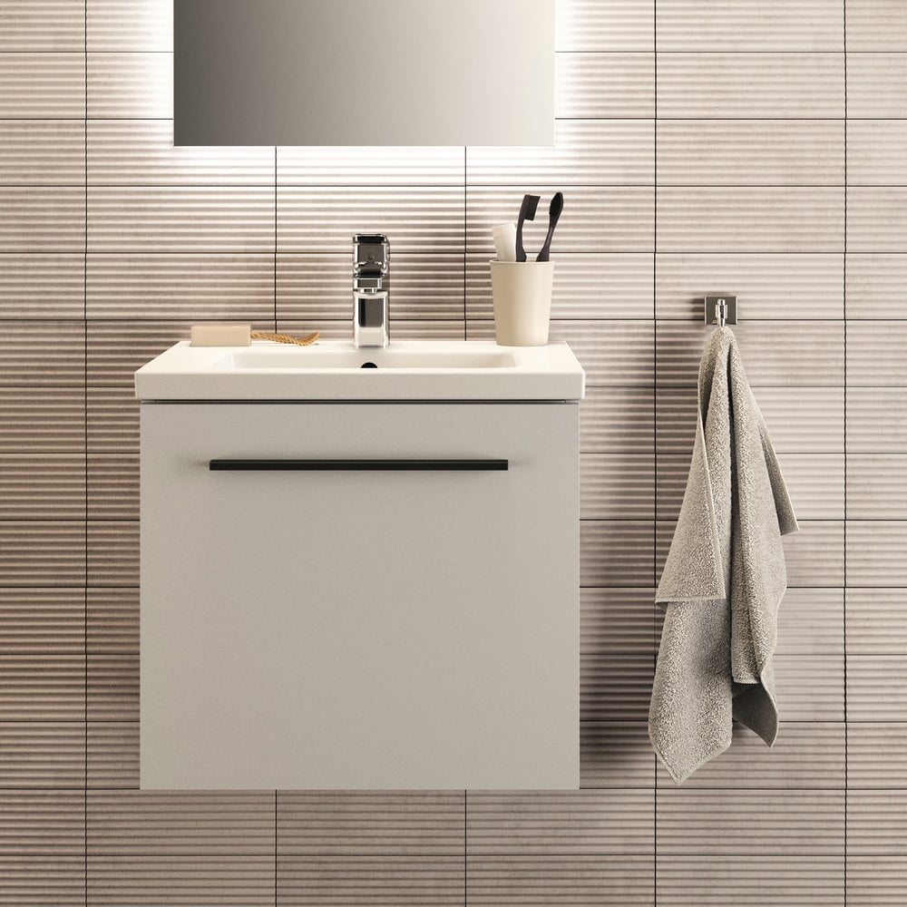 Ideal Standard i.life S Matt White Compact Wall Hung Vanity Unit 50cm With 1 Drawer - T5290DU