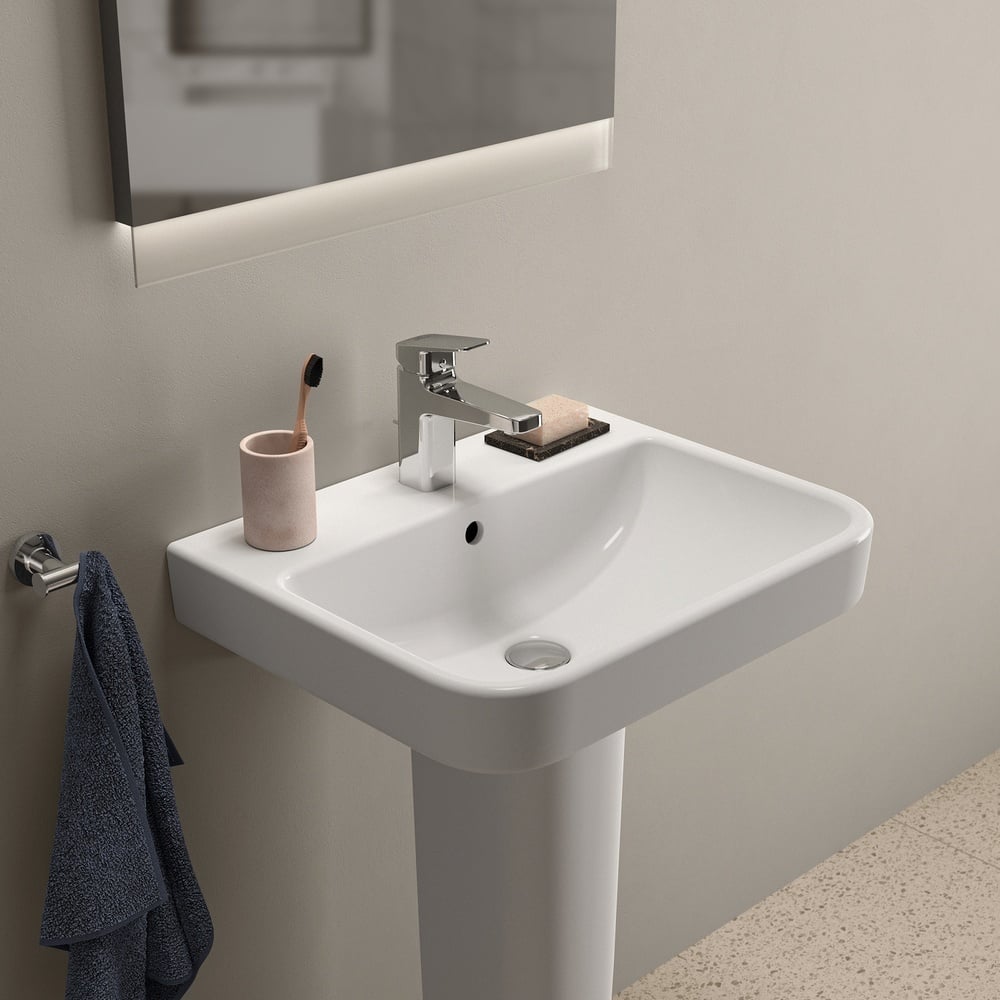 Ideal Standard i.life B White 550mm Ceramic 1TH Basin & Semi Pedestal