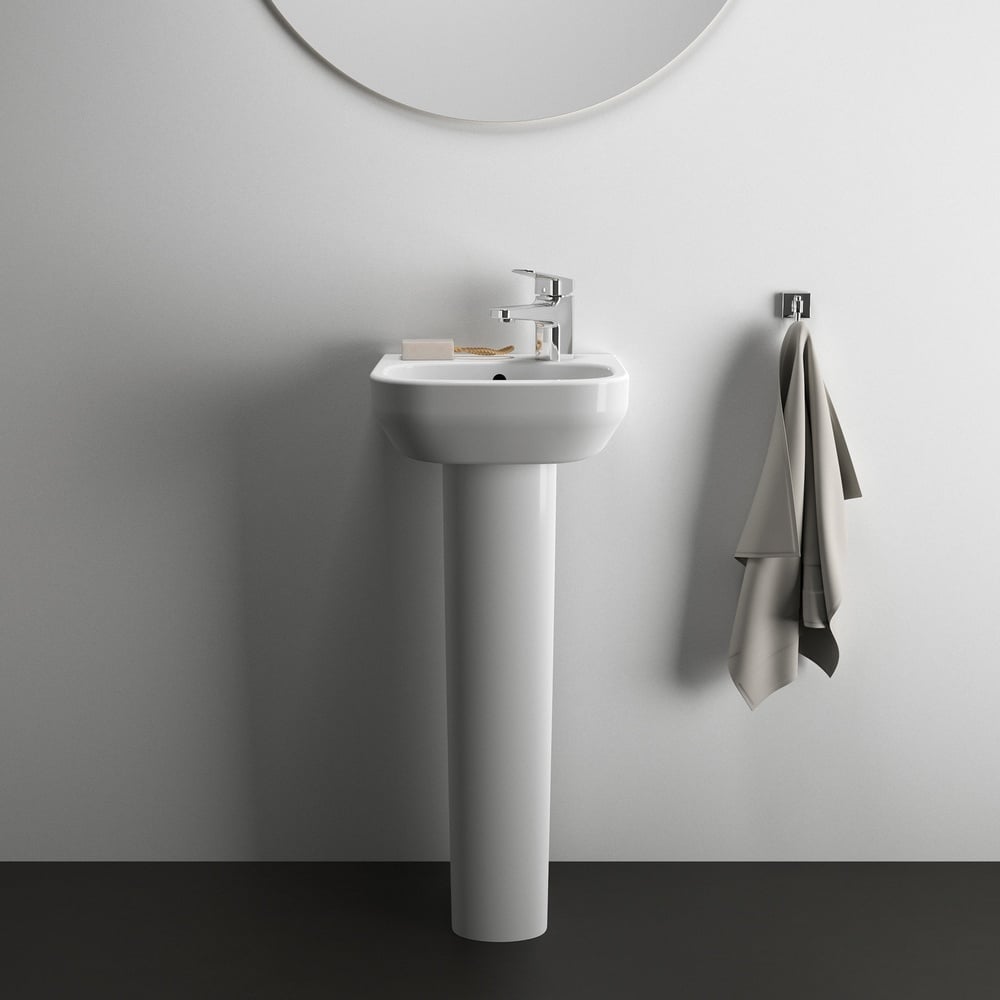 Ideal Standard i.life A White 350mm Ceramic Handwash Basin Right Hand 1TH with Full Pedestal