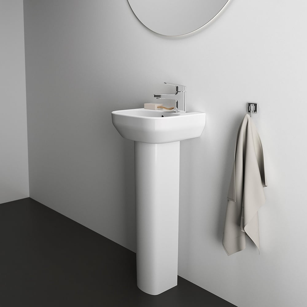 Ideal Standard i.life A White 350mm Ceramic Handwash Basin Right Hand 1TH with Full Pedestal