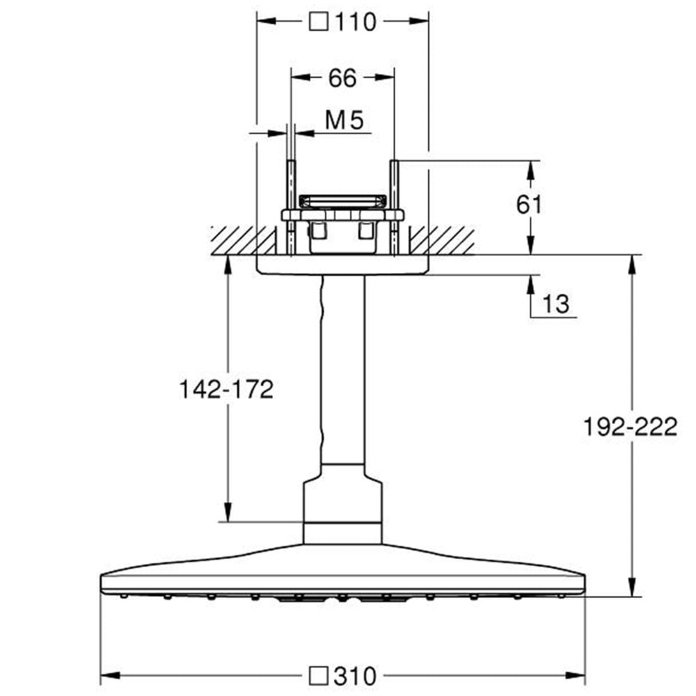 Grohe Rainshower Chrome Smartactive 310 Cube Head Shower Set Ceiling 142 mm - 26481000