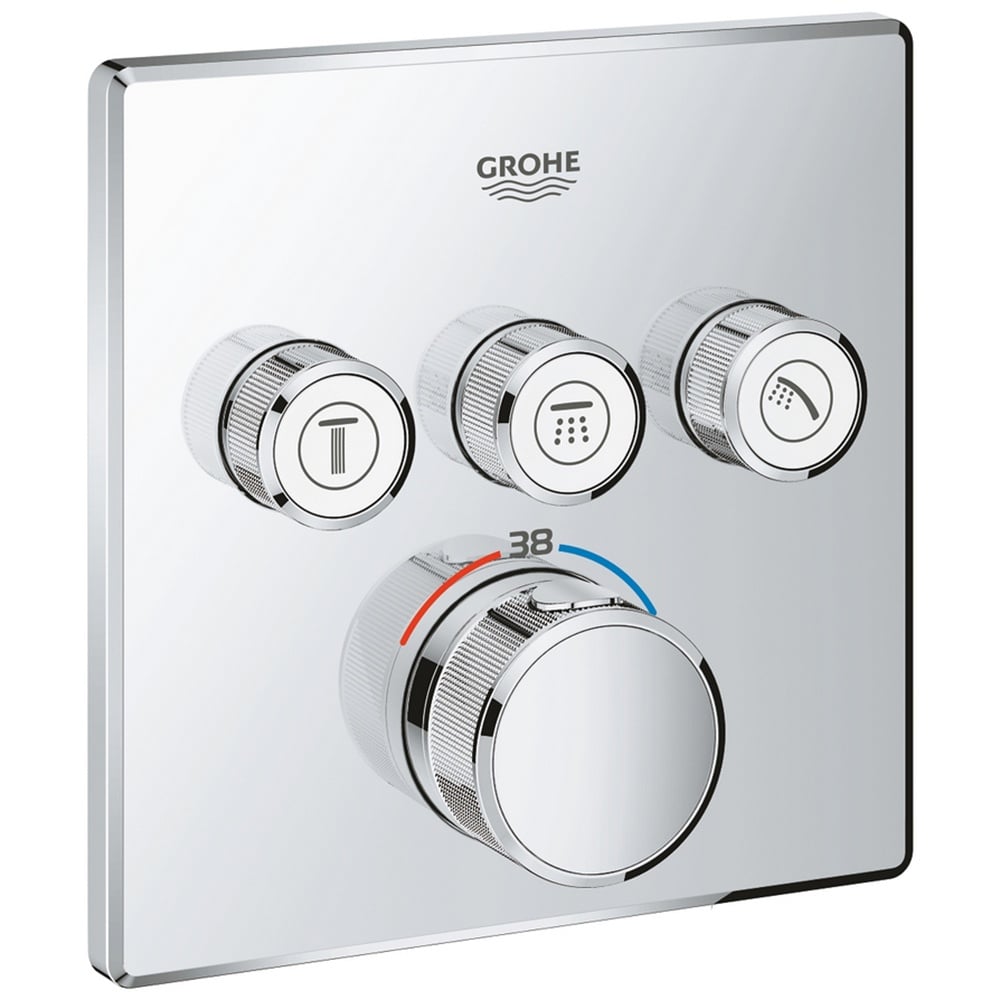 Grohe Grohtherm Chrome Smartcontrol Thermostat For Concealed Installation With 3 Valves - 29126000