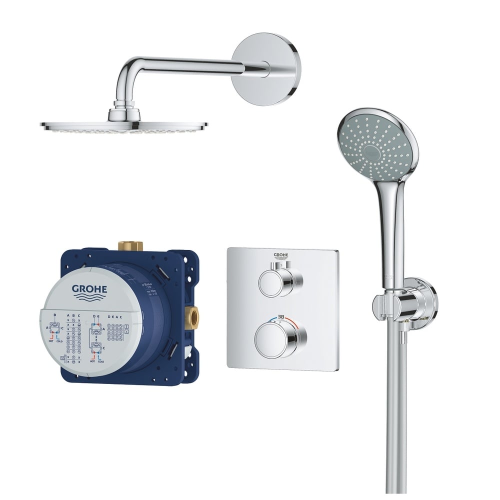 Grohe Grohtherm Chrome Perfect Shower Set With Rainshower Cosmopolitan 210 - 34734000