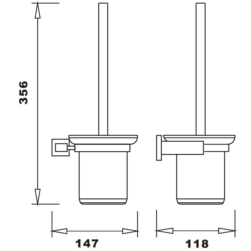 Storm Straight Toilet Brush & Holder with Ceramic Cup