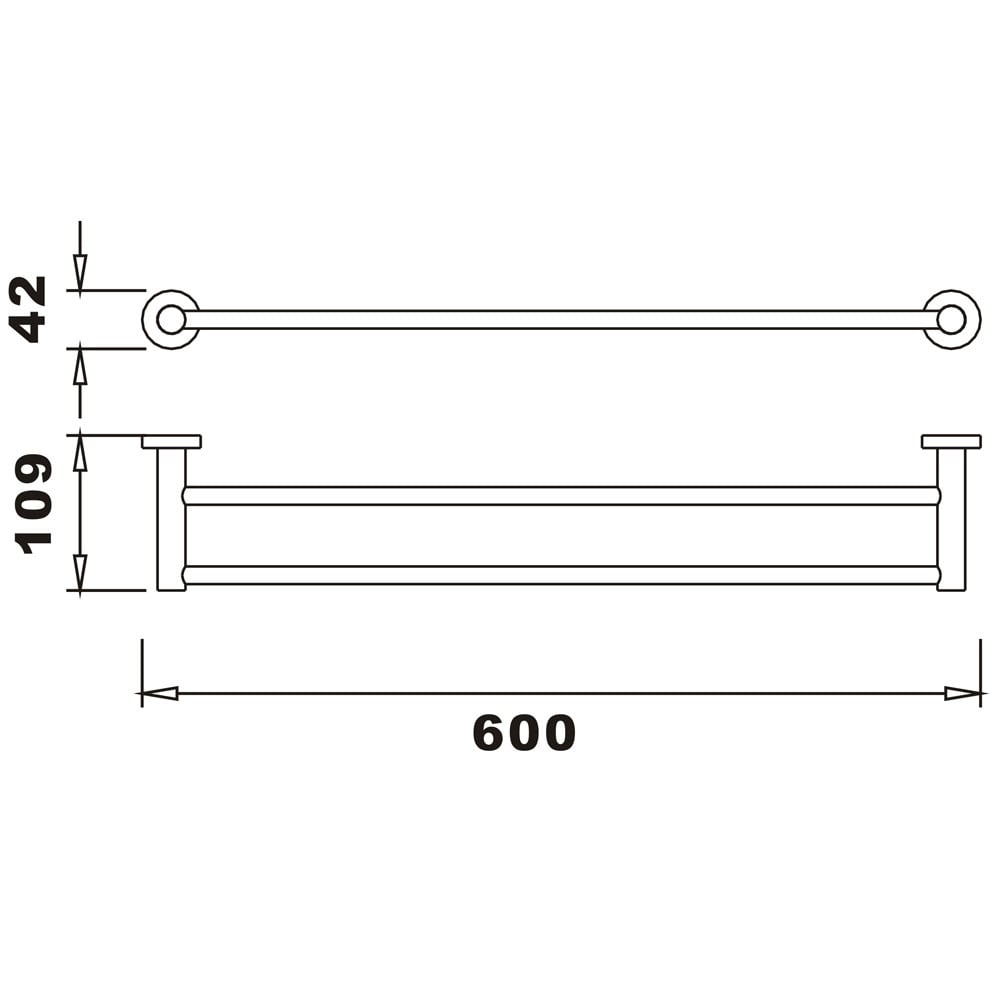 Storm 600mm Double Round Towel Bar