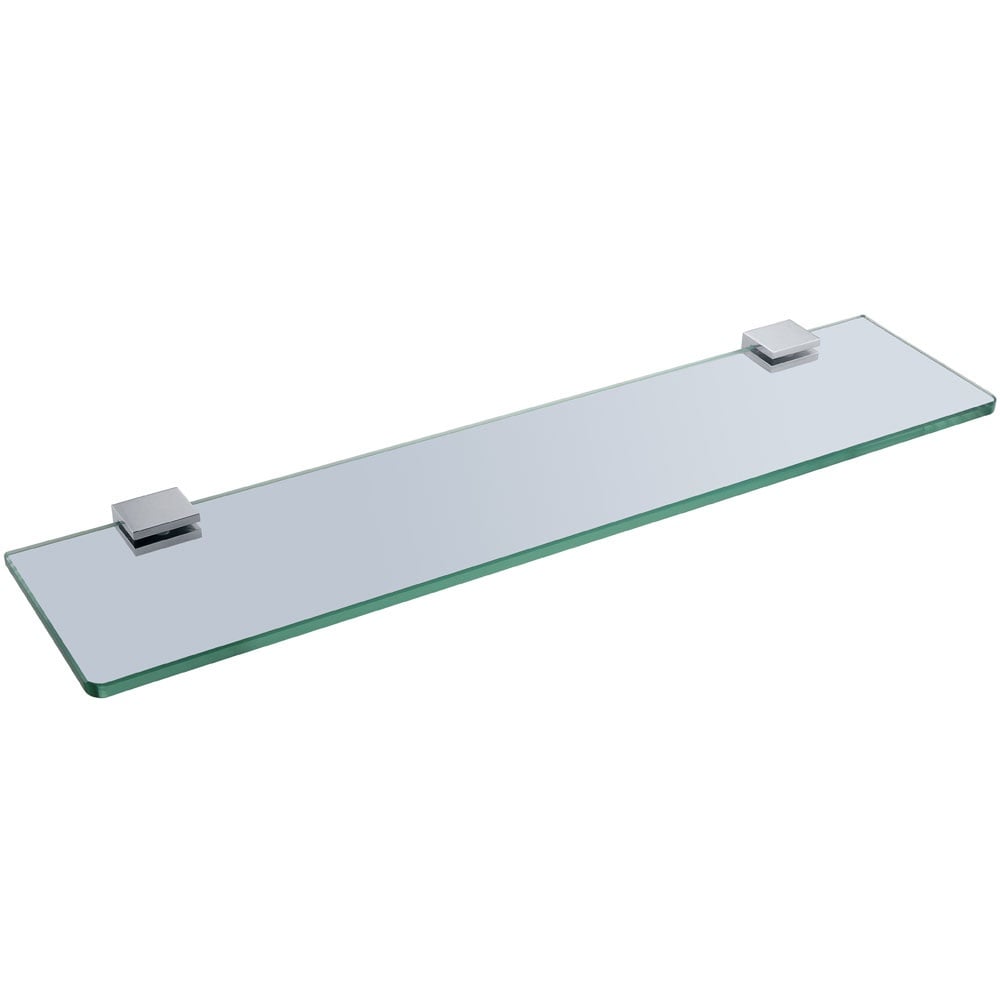 Storm 500mm Square Glass Shelf with Matt Black and Chrome Finish Options