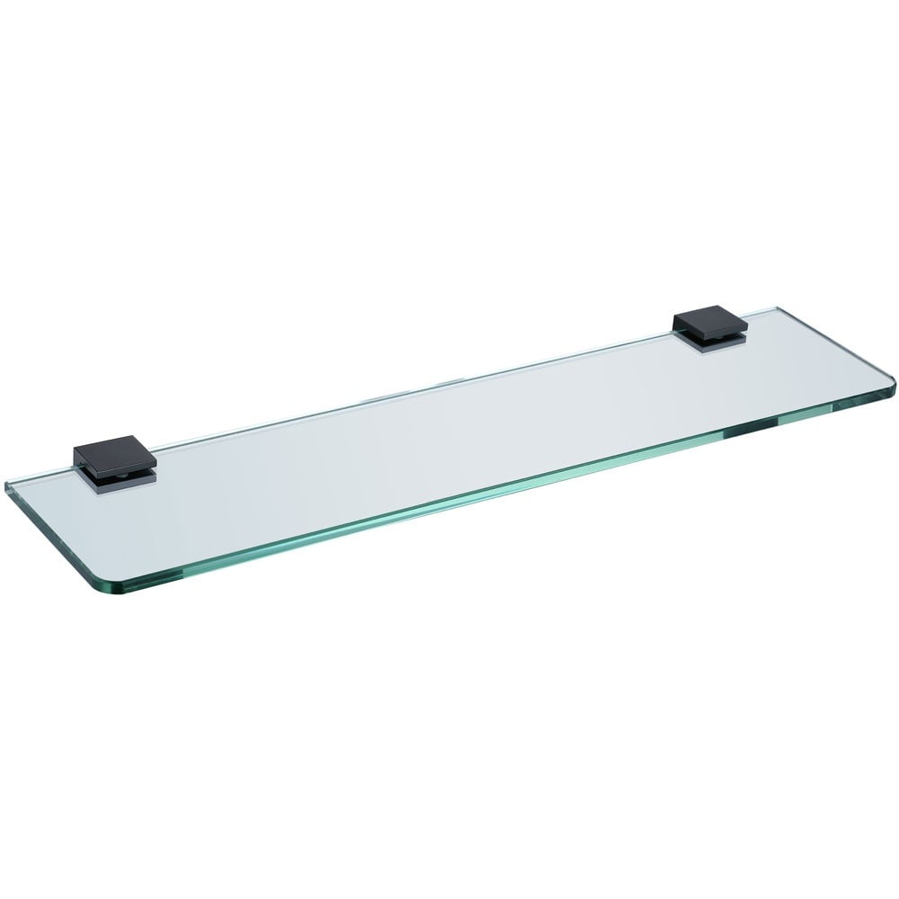 Storm 500mm Square Glass Shelf with Matt Black and Chrome Finish Options