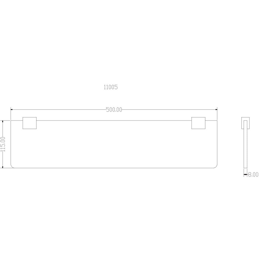 Storm 500mm Square Glass Shelf with Matt Black and Chrome Finish Options