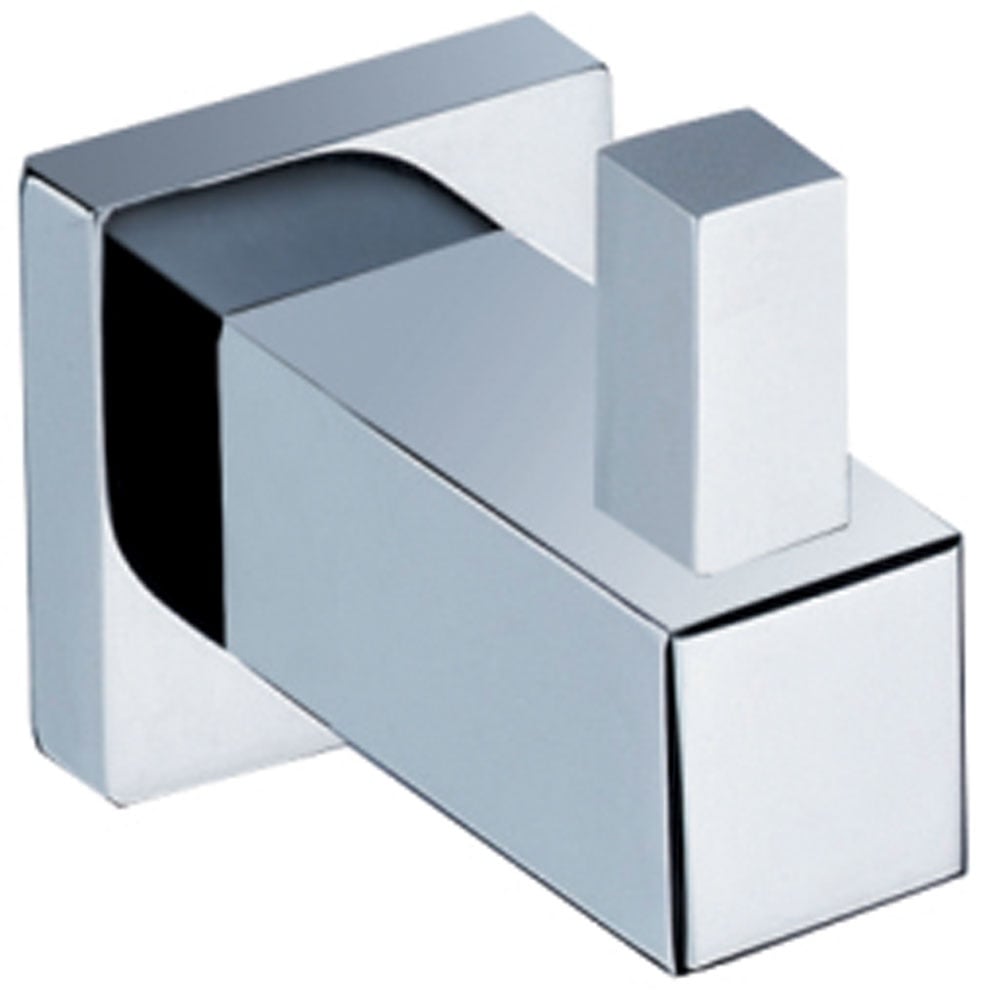 Storm Straight Robe Hook in Matt Black and Chrome