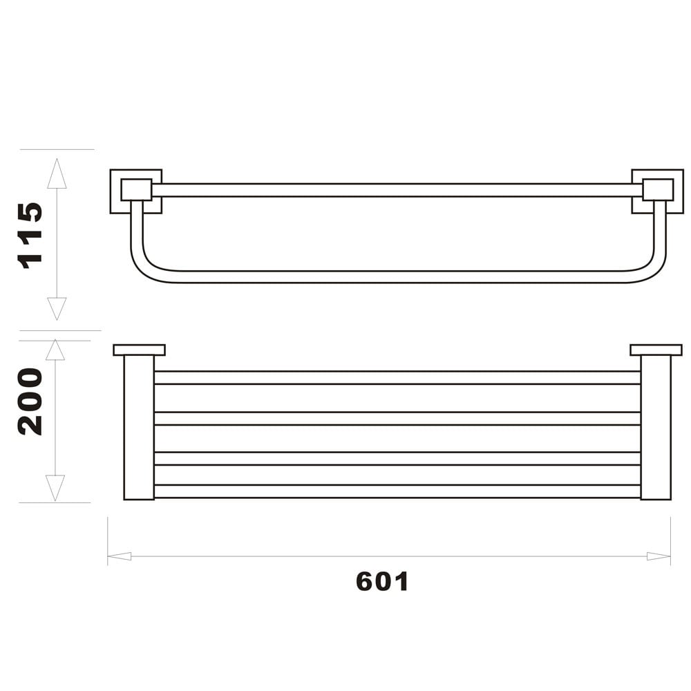 Storm 600mm Straight Towel Shelf & Bar