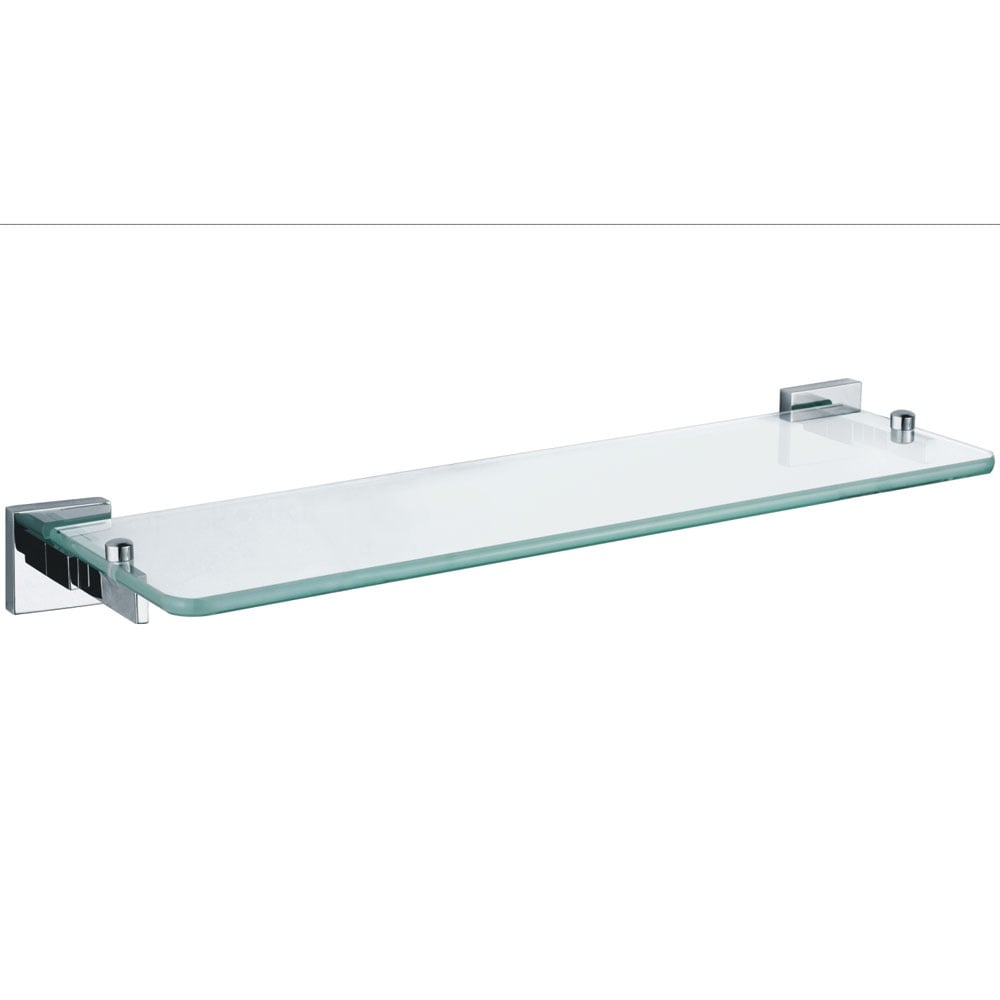 Storm 500mm Straight Glass Shelf with Matt Black and Chrome Finish Options