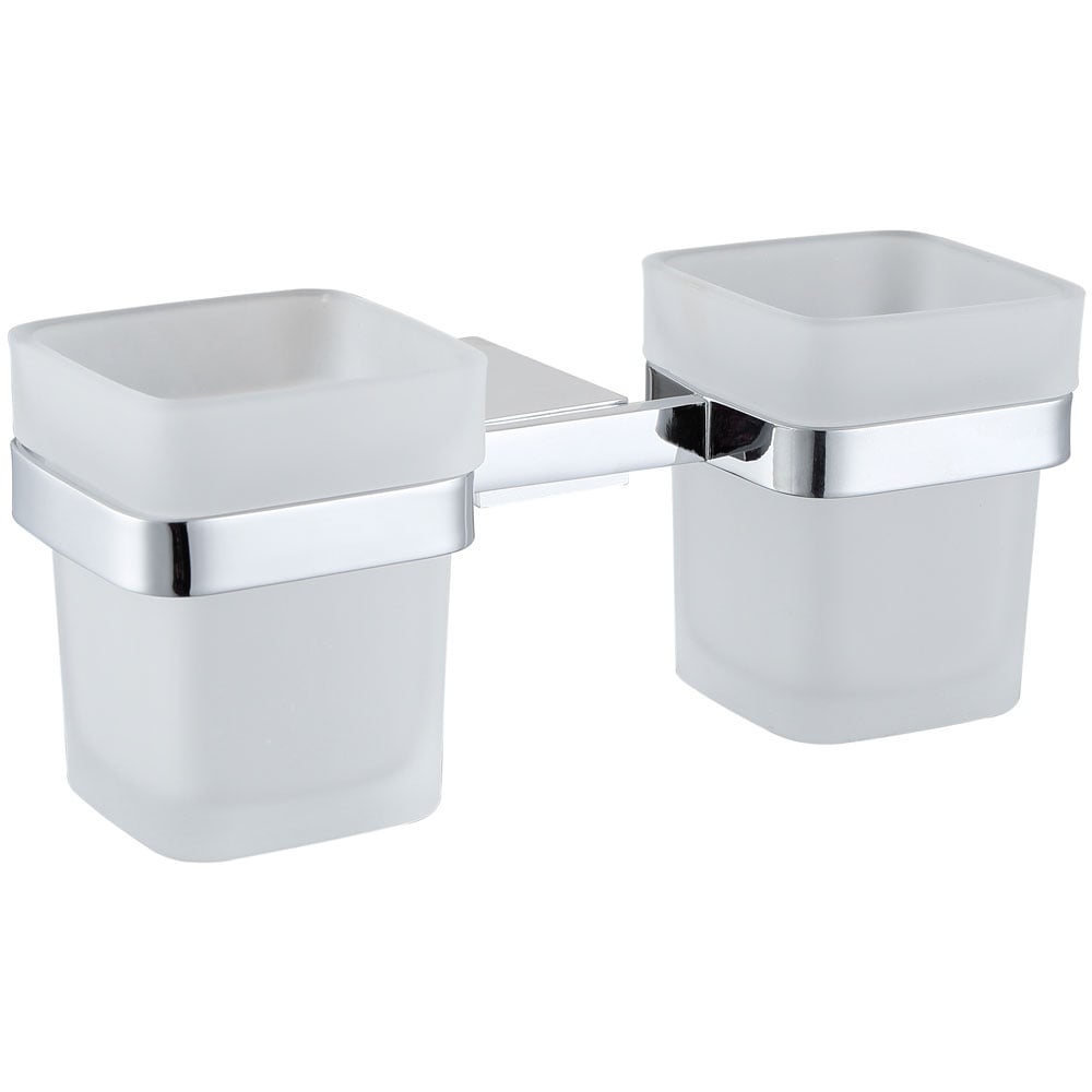 Storm Square Tumbler Holder with Double Frosted Glass Cup