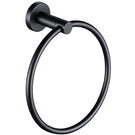 Matte black towel ring mounted on wall