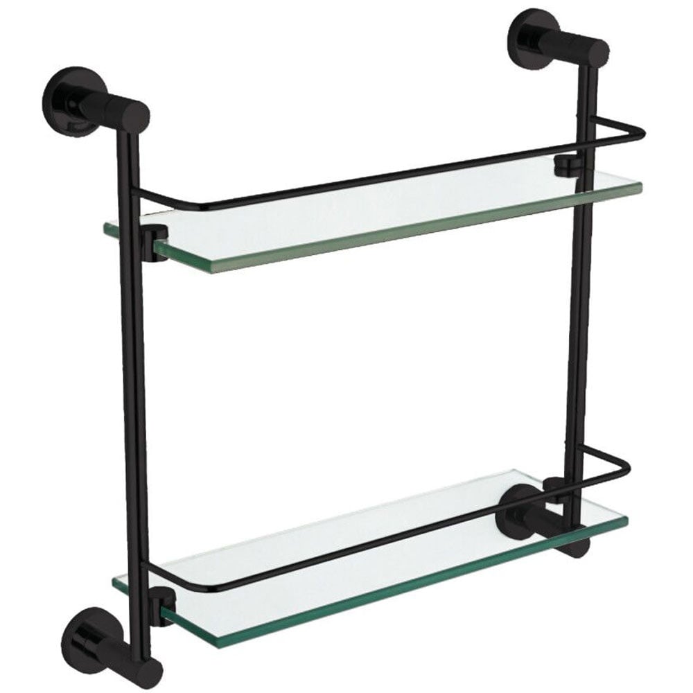 Storm 400mm Double Glass Shelf in Chrome and Matt Black