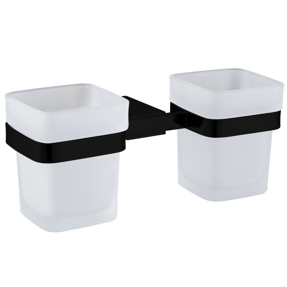 Storm Square Tumbler Holder with Double Frosted Glass Cup
