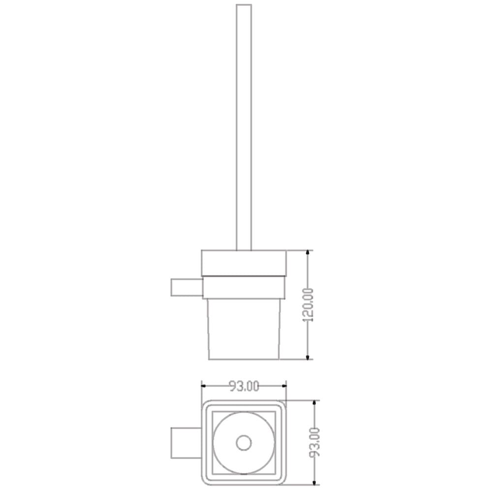 Square Toilet Brush Holder with Frosted Glass Cup in Modern Matte and Chrome Finishes