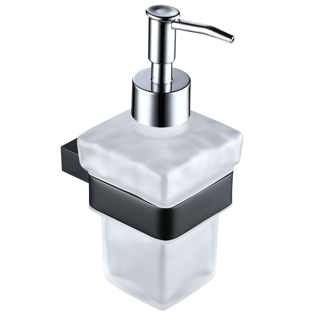 Square Soap Dish Holder with Frosted Glass Dish in Modern Matt and Chrome Finishes
