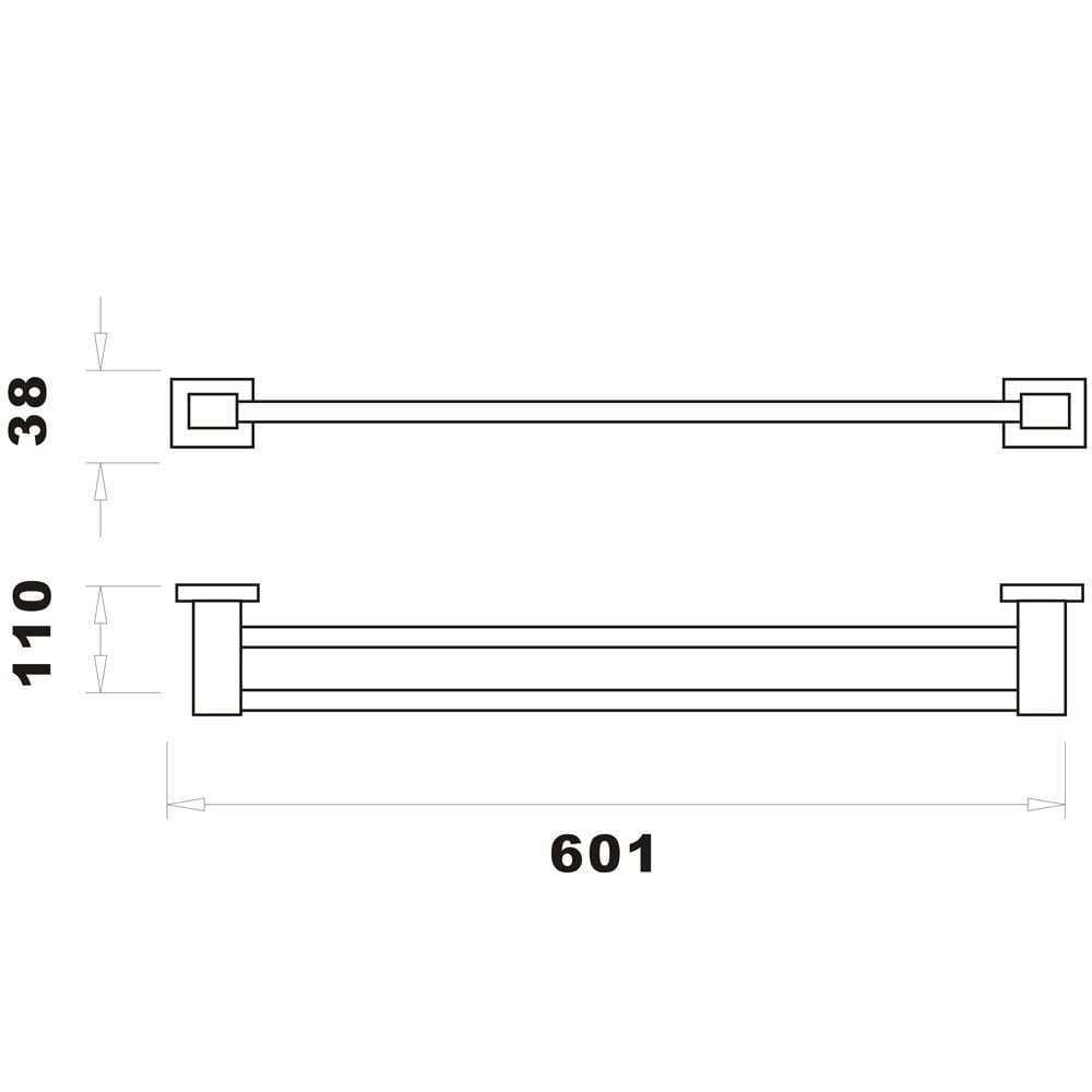 Storm 600mm Straight Double Towel Bar