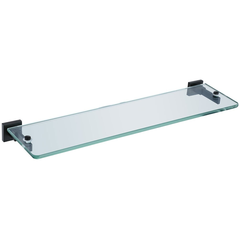 Storm 500mm Straight Glass Shelf with Matt Black and Chrome Finish Options