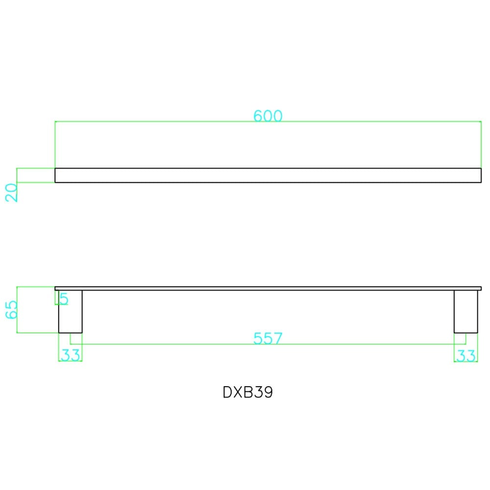 Storm 600mm Square Towel Bar with Matt Black and Chrome Finishes