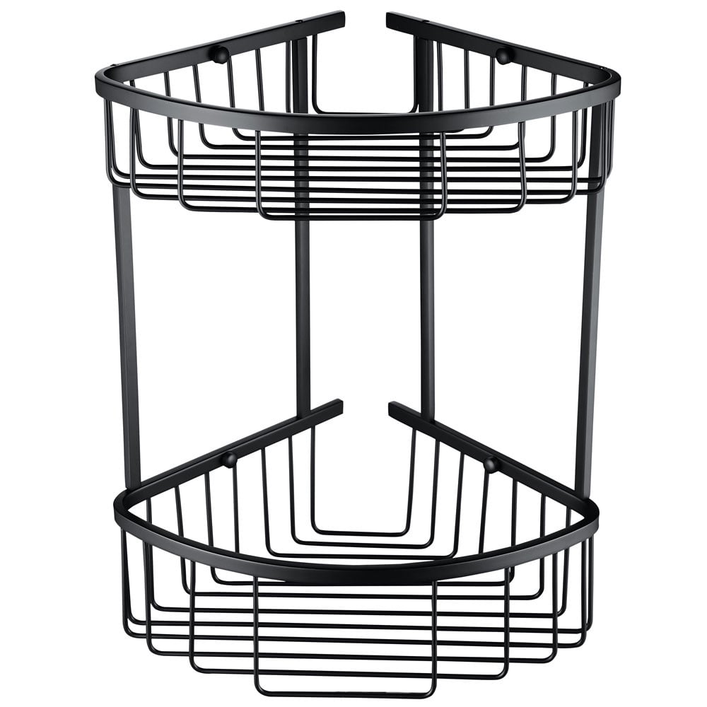 Storm Chrome Deep Double Corner Basket with Matt Black Finish