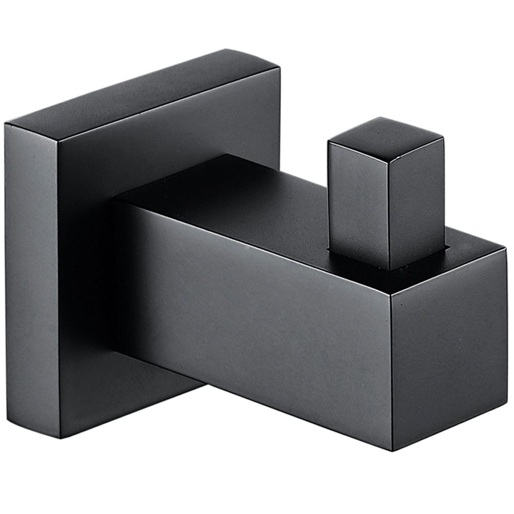 Storm Straight Robe Hook in Matt Black and Chrome