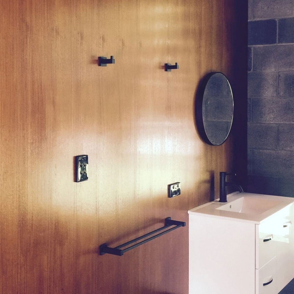 Storm Straight Robe Hook in Matt Black and Chrome