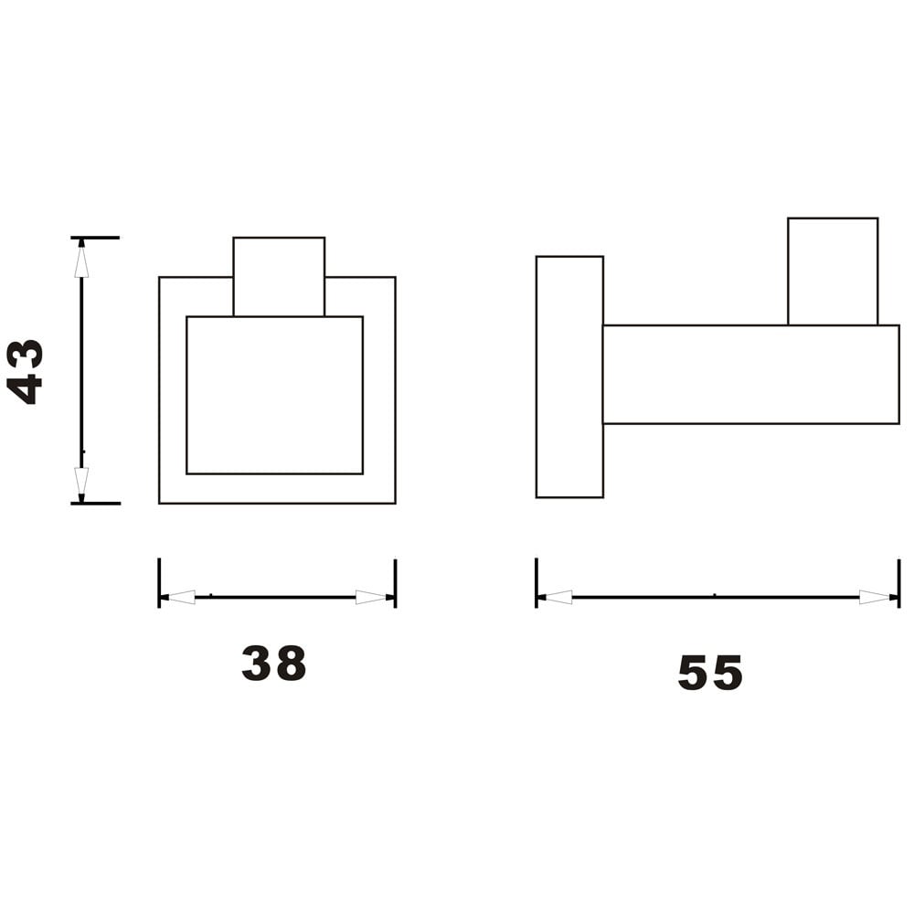 Storm Straight Robe Hook in Matt Black and Chrome