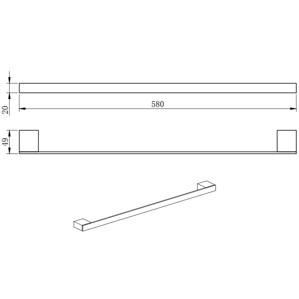 Storm Towel Bar with Matt Black and Chrome Finishes
