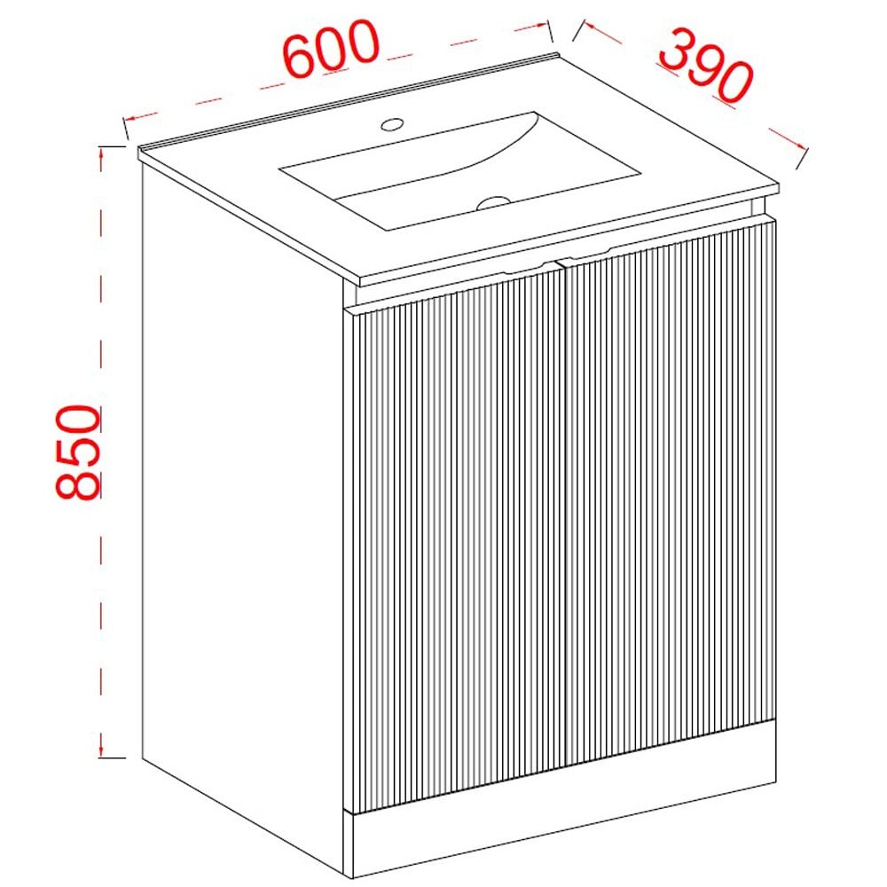 Astini Plumb Essentials 600mm Double Door Floor Standing Vanity Unit