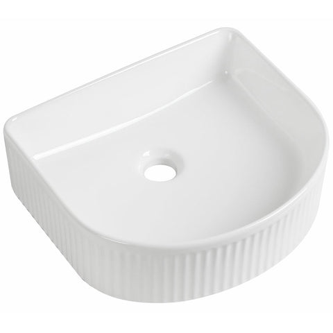 Astini Flauto 405x355 Fluted Gloss White D-Shape Countertop Basin