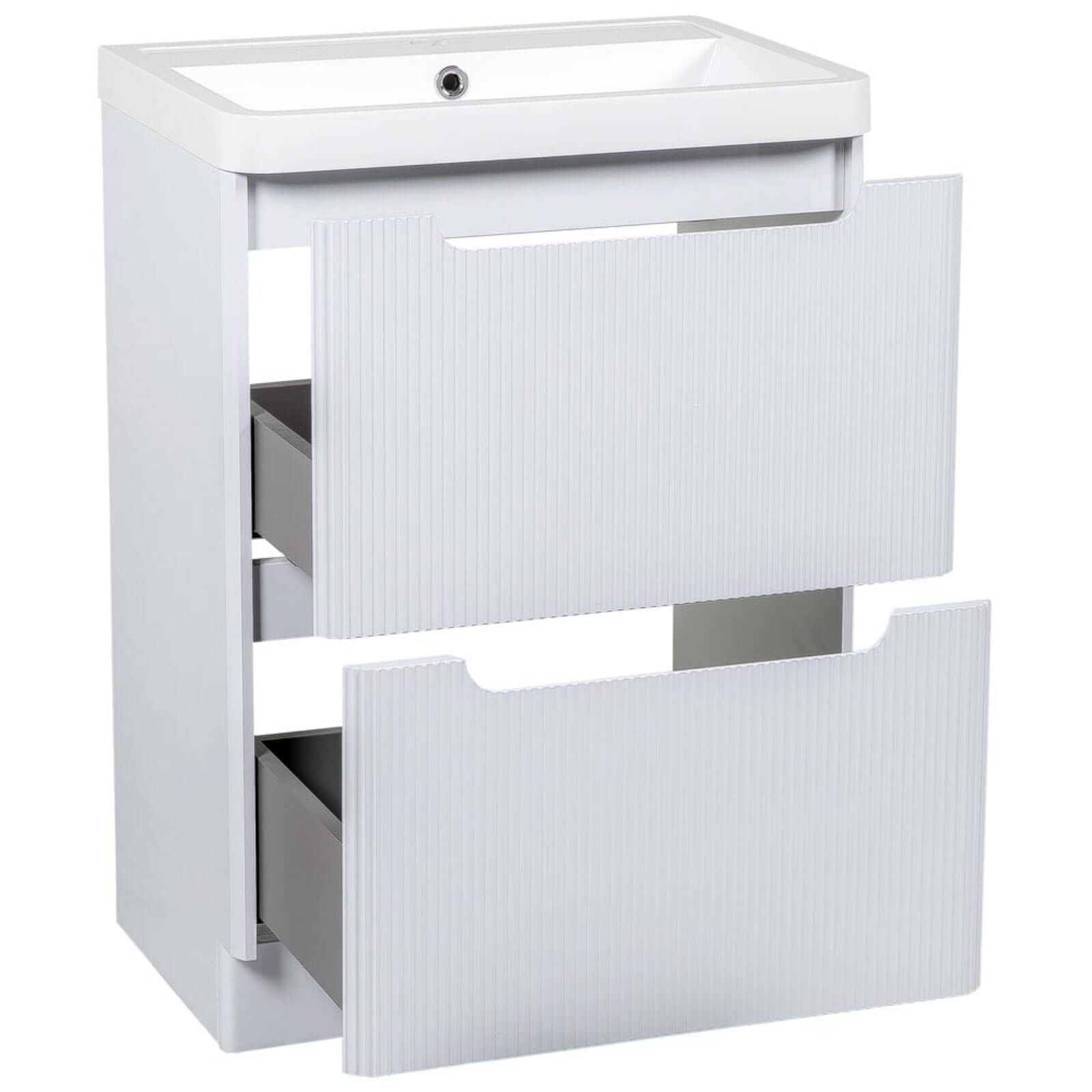 Astini Monza 600mm Fluted Floor Standing Vanity Unit & Basin