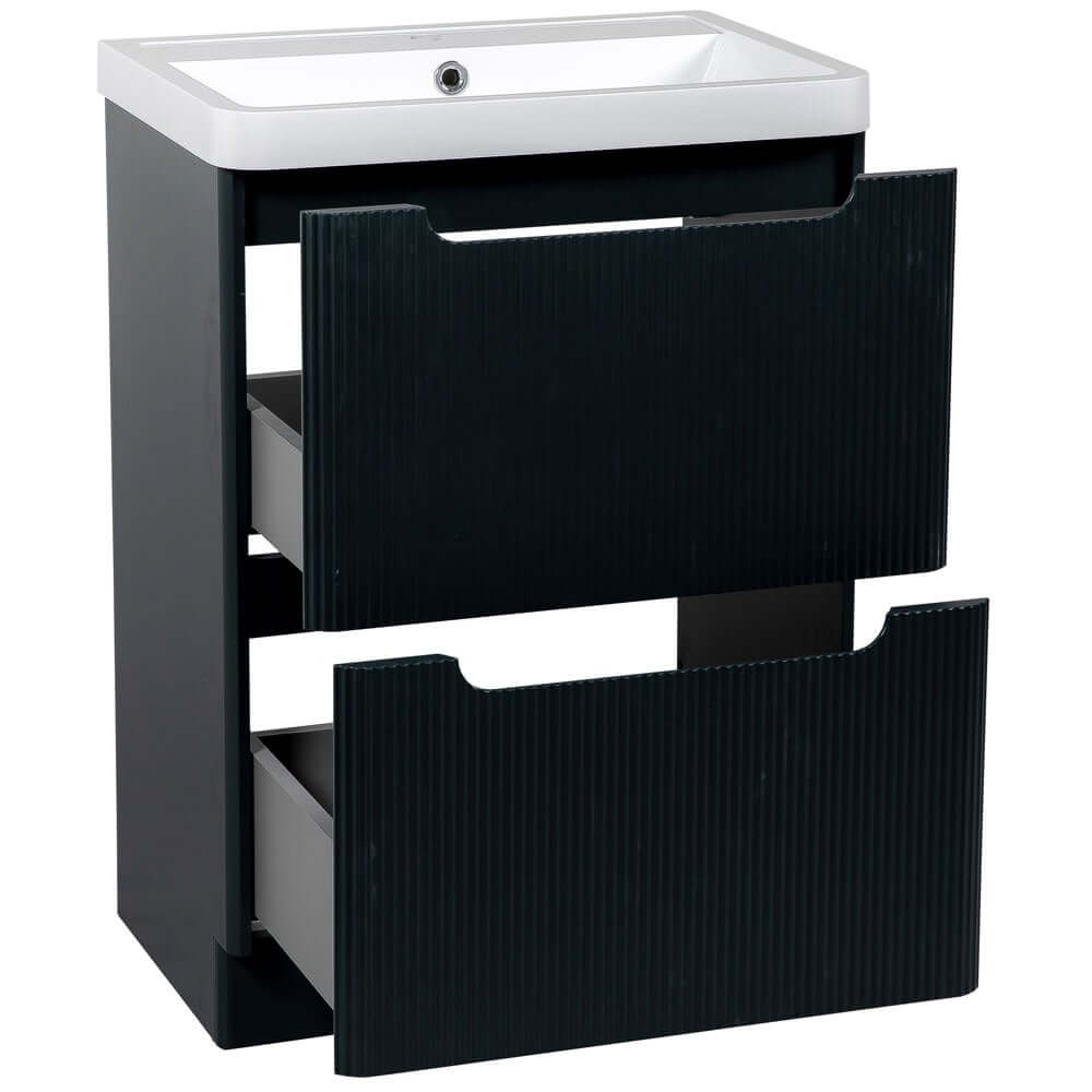 Astini Monza 600mm Fluted Floor Standing Vanity Unit & Basin