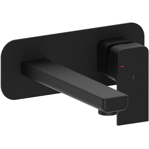 Astini Quadrado Matte Black Square Eco Wall Mounted Basin Mixer Tap
