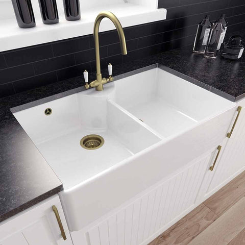 LSC Butler 895 2.0 Bowl White Ceramic Kitchen Sink with Waste