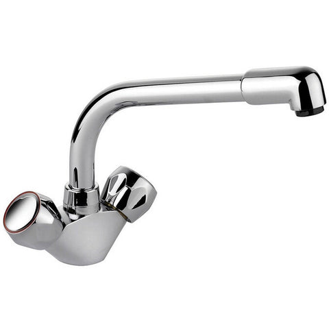 Leisure AquaBase Chrome Monobloc Twin Lever Kitchen Sink Tap TAQBASECM/